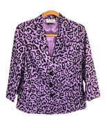 Linea By Louis DellOlio Purple &amp; Black Leopard Print Blazer Jacket M - $46.04 CAD