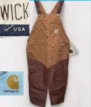 Carhartt x Wick Brown Duck Bib Overall 40x34 Double Knee Briar Proof VTG 80s USA - £221.12 GBP