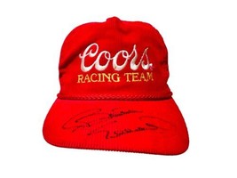 Calhead Vintage 1980&#39;s Signed Bill Elliott Coors Racing Team Red Corduroy Hat - £31.41 GBP