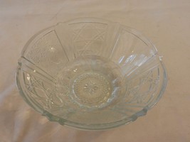 Vintage Glass Medium Dip or Candy Bowl Starburst Center and sides thatch... - $40.00