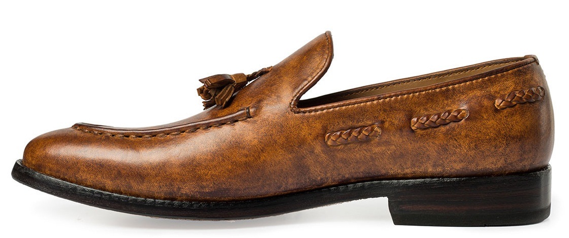 Hand Stitched Men Brown Tassels Formal Genuine Real Leather Loafer Shoes US 7-16