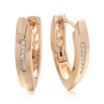 New Trendy V Shape Earrings For Women 585 Rose Gold Natural Zircon Fashion Korea - £7.11 GBP