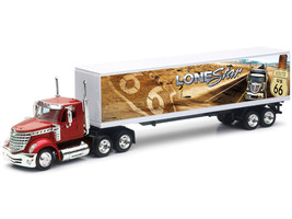 International LoneStar Truck Red Metallic with Trailer &quot;Route 66&quot; &quot;Long Haul Tru - $43.42