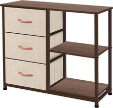 Rustic Brown Fabric Dresser, 4 Drawer Unit With 2 Shelves,, Azl1 Life Concept - £51.25 GBP