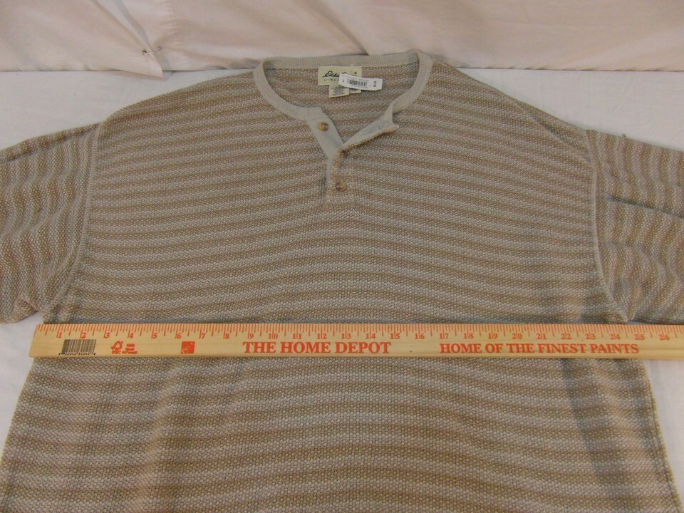 Mens Eddie Bauer Big / Tall Tan White Mixed X-Large Pullover 3 Button Sw... - $12.99