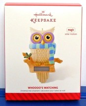 2014 Hallmark Keepsake Owl Ornament Whoooo&#39;s Watching Magic Solar Motion... - $24.90