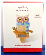2014 Hallmark Keepsake Owl Ornament Whoooo&#39;s Watching Magic Solar Motion... - $24.90