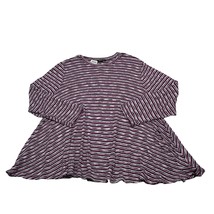 Lane Bryant Shirt Womens XL 22 24 Pink Purple Gray Striped Long sleeve Blouse - £18.11 GBP