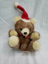 Vintage Russ Berrie Teddy Bear Plush Mini Stuffed Animal Toy Christmas Hat 4.5&quot; - £15.82 GBP