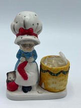 Vintage Jasco 1978 Christmas Luvkins Sewing Grandma Cat Candle Holder Porcelain - £14.34 GBP