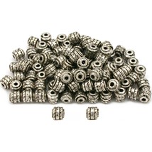 Barrel Bali Beads Antique Silver Plated Approx 100 - £7.62 GBP