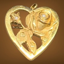 Vtg Beta Sigma Phi Gold Pin Order Of The Rose Heart Pendant Pearl Brooch - £59.95 GBP