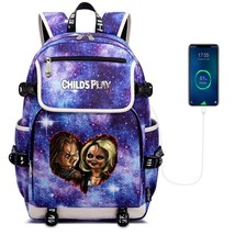 Child&#39;s Play Chucky Oxford Multifunctional USB Charging Backpacks Men Travel Bag - £82.21 GBP
