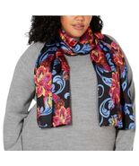 Echo Floral Silk Scarf Black Multi-Color Lightweight Womens Accessory On... - €12,37 EUR