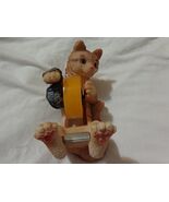 Orange Tabby Cat Tape Dispenser Resin Green Eyes Yarn - $12.00