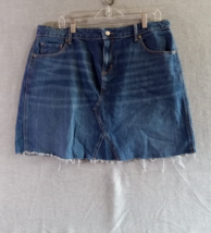 Old Navy Womens Short Blue Jean Skirt 14 Denim Pockets Frayed Edge Stretch - £8.82 GBP