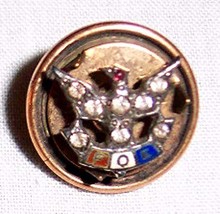ca. 1920&#39;s F.O.E. (Fraternal Order of Eagles) &quot;wheel&quot; pin rhinestone eagle - £15.68 GBP