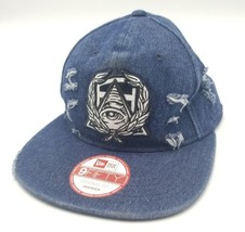 New Era 9Fifty x Secret Society Distressed Dark Blue Denim Eye Logo Snapback Hat - $22.17