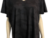 RBX Women&#39;s V-Neck Knit Short Sleeve Top Black Camouflage 3X - $16.14