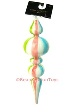 Robert Stanley Blown Glass Retro Finial Easter Candy Stripe Pastel Ornam... - $39.99