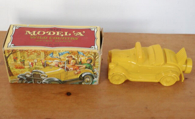 Primary image for Vintage AVON Yellow MODEL A Antique Car Decanter Bottle After Shave w/ Box Full