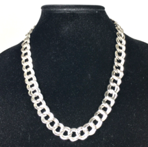 Vintage Monet Chunky Silver Tone Large Double Chain Link Necklace 20&quot; - $24.00