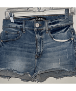 Express Women&#39;s Faded Blue Jean High Rise Shorts - $360.15 MXN