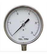 TEL-TRU 6030SS2L1C4B Pressure Dry Gauge 25 Bar 6 SS LM 1/2&quot; NPT - $250.94 CAD