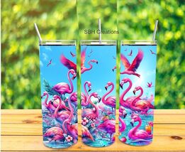 20 oz Flamingo  insulated Tumbler with sliding lid and straw - $19.80
