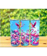 20 oz Flamingo  insulated Tumbler with sliding lid and straw - $19.80