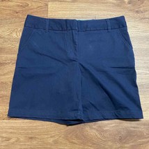 Izod Womens Solid Navy Blue Chino Shorts Size 8/Medium Stretch Cotton - $23.76