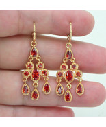 2.10Ct Lab Created Red Ruby Chandelier Earrings in 14K Yellow Gold Finish - £101.15 GBP