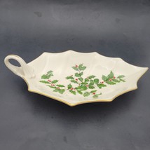 Vtg Lenox Holiday Holly Shaped Plate With Handle Dimension Collection - £29.40 GBP