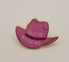 Gillette Wyoming Pink Cowboy Hat Shaped Collectible Souvenir Lapel Hat Pin - £15.33 GBP