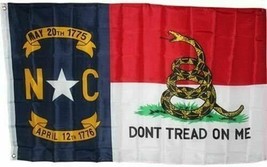 North Carolina Nc Gadsden Don&#39;T Tread On Me Gold Usa America 3X5 Flag 68D Nylon - £16.23 GBP