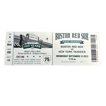 Yankees vs Red Sox 9/12/2012 Ticket Fenway Jeter 2H Granderson 2HR - $12.00