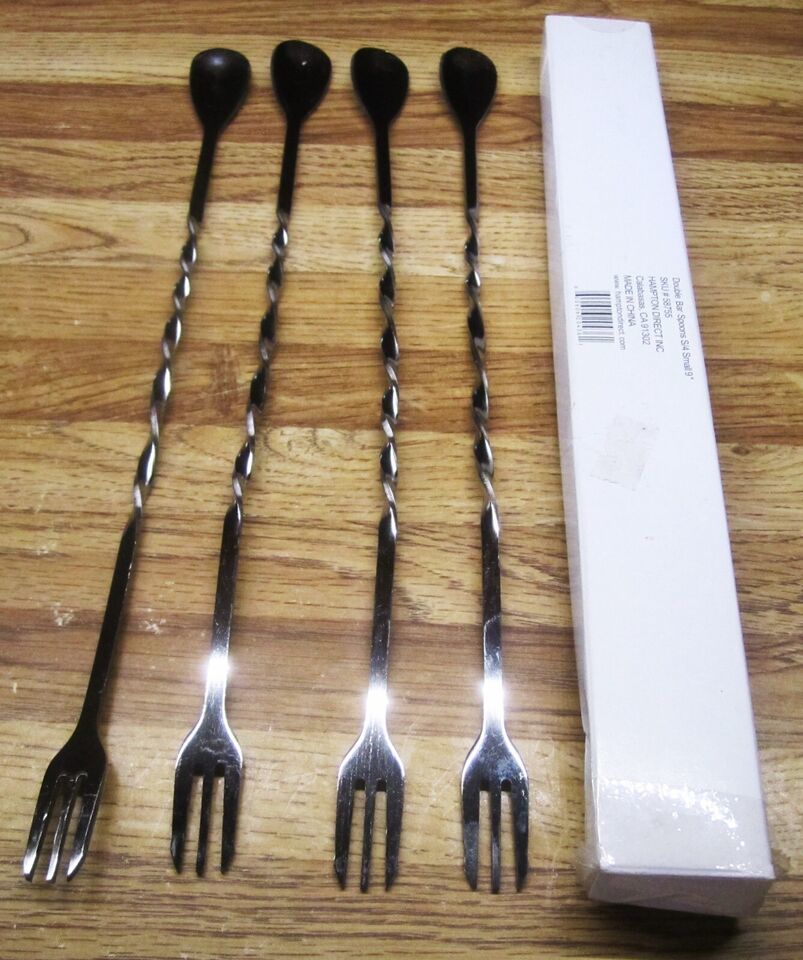 Primary image for Hampton Twist Handle Stainless Steel 9" Double Bar Spoon/Set Of 4/New In Box