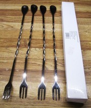 Hampton Twist Handle Stainless Steel 9&quot; Double Bar Spoon/Set Of 4/New In Box - £10.35 GBP
