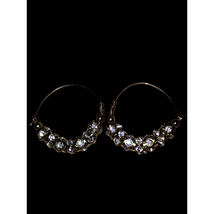 Shiny silver vintage rhinestone hoop earrings - £18.69 GBP