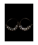 Shiny silver vintage rhinestone hoop earrings - $32.22 CAD