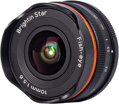 Brightin Star 10Mm F5.6 Fisheye Wide Angle Aps-C Manual Foucus Mirrorless, Black - £59.80 GBP
