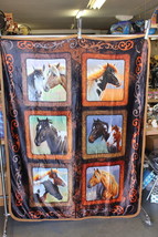 Horse Horses Lucky In Love Throw Blanket Bedspread Sherpa Backing 50X60 - £32.82 GBP