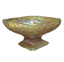 Vintage Indiana Amber Iridescent Diamond Shaped Candy Dish Carnival Glass - £11.74 GBP