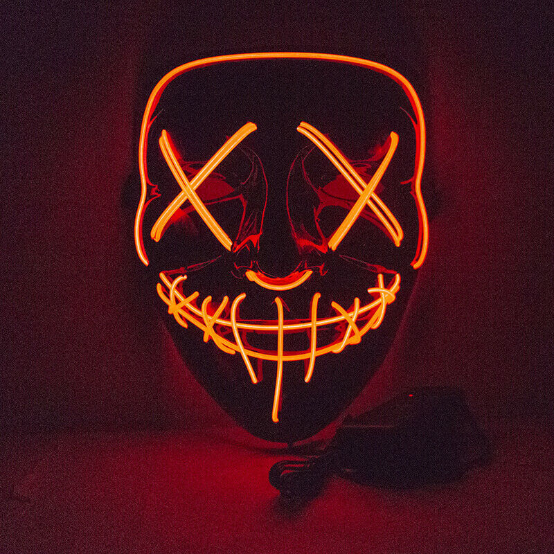 Halloween Purge Light up Mask EL Costume Party LED Glow Mask ORANGE - $14.99