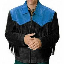 Men&#39;s Exclusive Western Wear Jacket Handmade Fringed Cowboy Suede Leather Jacket - £55.47 GBP+