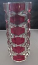 Vtg Glass Vase Luminarc J G Durand 1970s France Windsor Rubis Geometric Pattern - £15.17 GBP