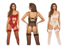 BOMBSHELL BOUDOIR STRAP OVERLAY TEDDY  S-L - £22.18 GBP