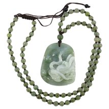 1.8&quot; China Certified Grade A Nature Hisui Jadeite Jade Oil Lucky Dragon Necklace - £101.92 GBP
