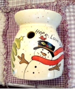 Darice Snow Man Ceramic Tart Warmer Burner Hope Love Joy with Tea Light ... - £7.73 GBP