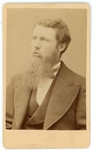 Antique CDV Circa 1870s Canfield Handsome Rugged Man Full Beard New Milford, CT - £9.73 GBP